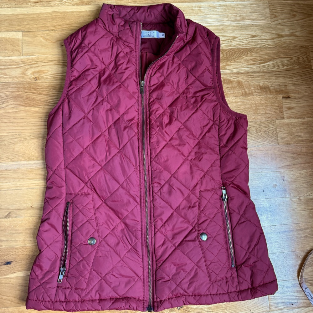 MissMoly Garnet Quilted Zipper Vest Sz Small